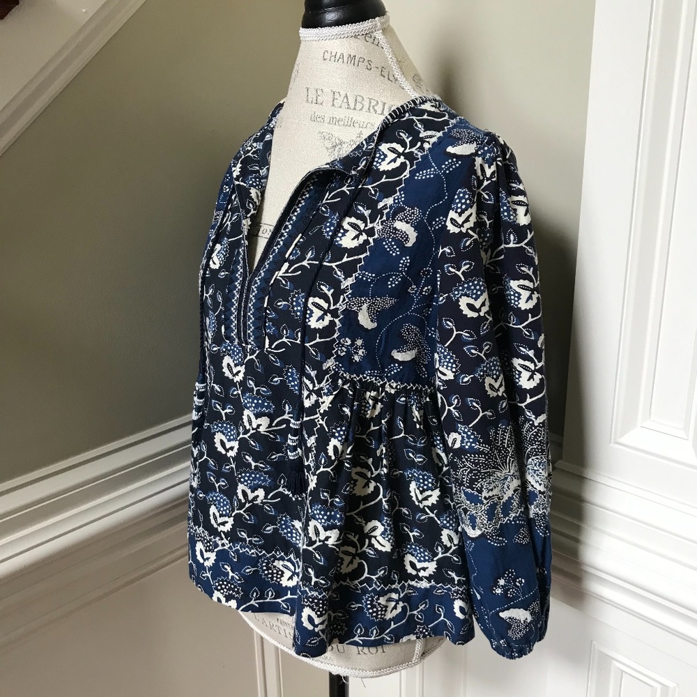 ULLA JOHNSON Batik Blue Popover Tassels 6 - Picture 8 of 11